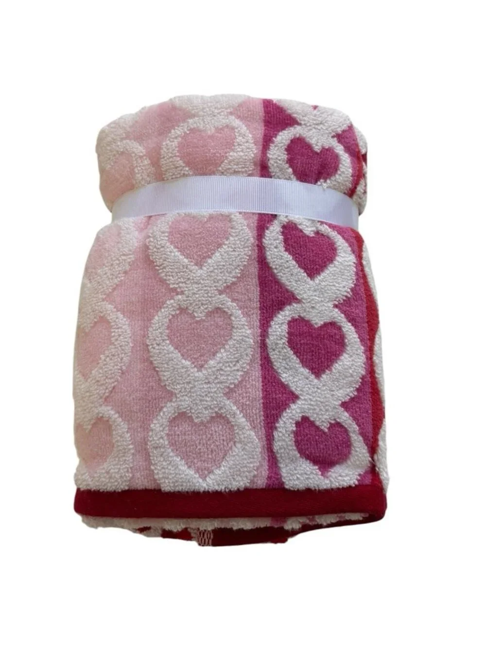 LOVE LOVE Pink and Red Heart Hand Towels
